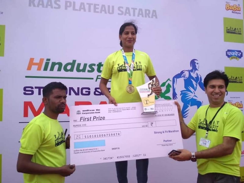 Mrs Dipali Nilesh Yadav for making 1st place in Todays strong and fit Marathone 21 kms